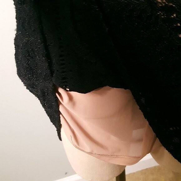 BCBGMaxazria Black Lace Illusion Dress Long Sleeve - Picture 5 of 6